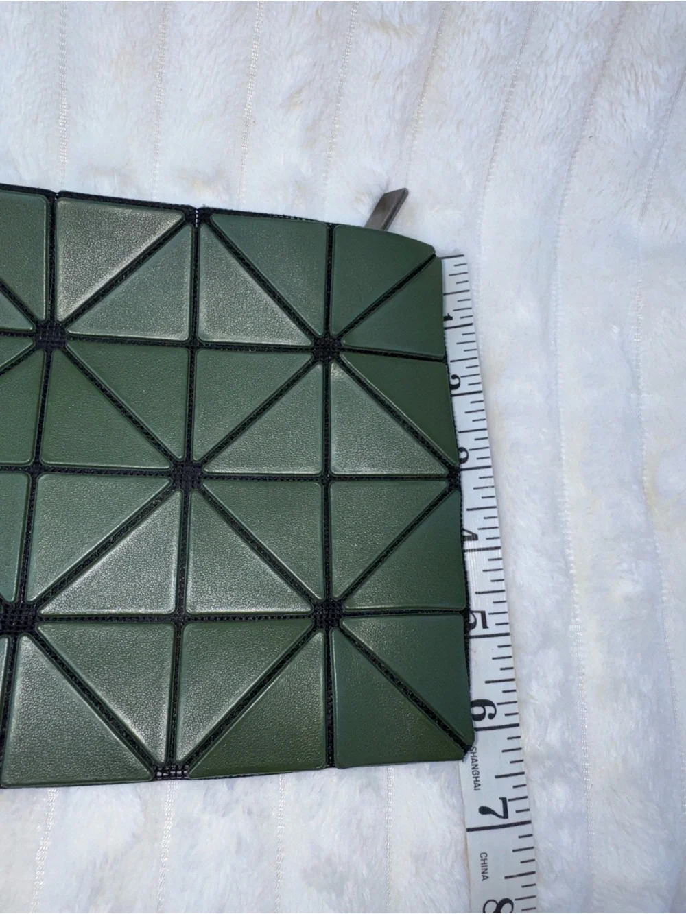 Issey Miyake Geometric Patent Zip Pouch